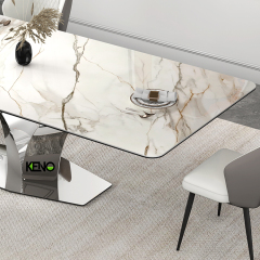 طقم طاولة طعام من الفولاذ، 6 مقاعد، سطح رخامي، سعر طاولة طعام رخامية مستطيلة الشكل ومربعة الشكل