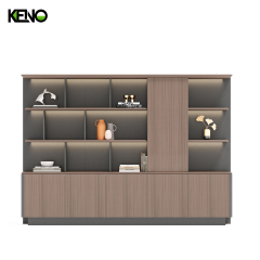 Armoires de rangement de bureau en bois marron, ignifuges et avec portes vitrées