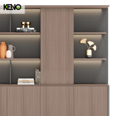 Armoires de rangement de bureau en bois marron, ignifuges et avec portes vitrées