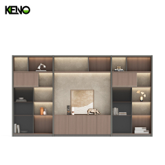 Armoires de rangement de bureau en bois marron, ignifuges et avec portes vitrées