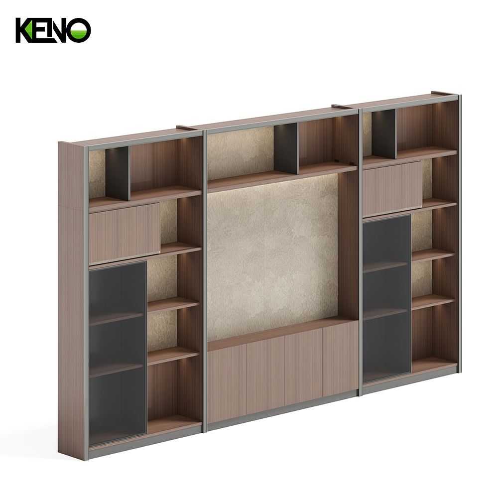 Brown Wooden Office Fire Safe File Storage Cabinets with Glass Door