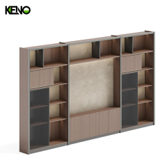 Armoires de rangement de bureau en bois marron, ignifuges et avec portes vitrées