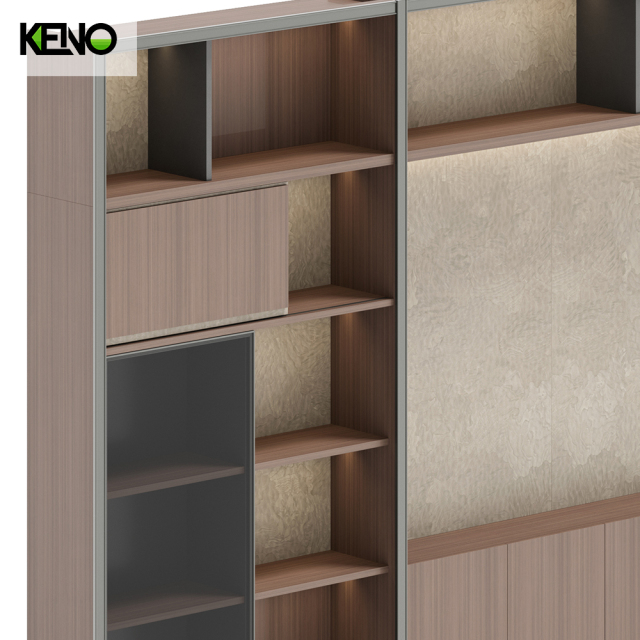 Armoires de rangement de bureau en bois marron, ignifuges et avec portes vitrées