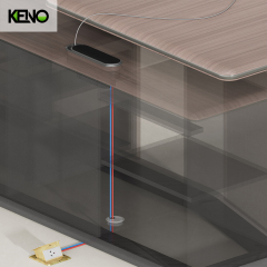 Ensemble de mobilier de bureau avec classeur, bureau de PDG de luxe gris foncé avec tiroir verrouillable