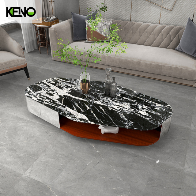 Modern High Gloss Marble Coffee Tables Luxury Simple Premium Living Room Tea Table and Sofa Side Table