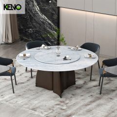 طقم طاولة طعام مستديرة من الرخام والسيراميك مع 6 كراسي