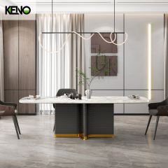 Minimalist Meridian 12 Seater Gold Base Kitchen Chairs Room Dining Table Set 12 People for Hotel Dining Room