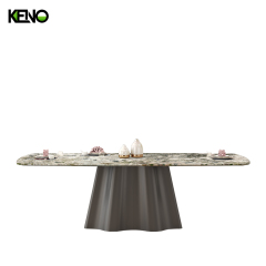 Light Blue Dining Tables and Chairs Heavy Duty Dine Furniture Gold Base Ceramic/Marble Dinning Table
