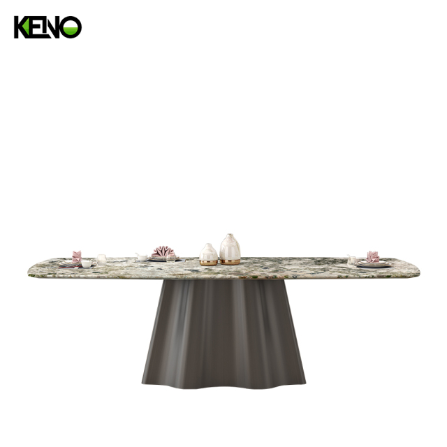 Light Blue Dining Tables and Chairs Heavy Duty Dine Furniture Gold Base Ceramic/Marble Dinning Table