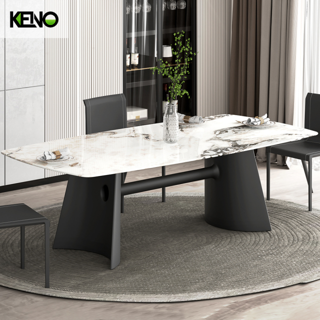 Minimalist Style Scandinavian Luxurious 140-160-180cm Sintered Stone Dining Room Rectangle Table and Chairs