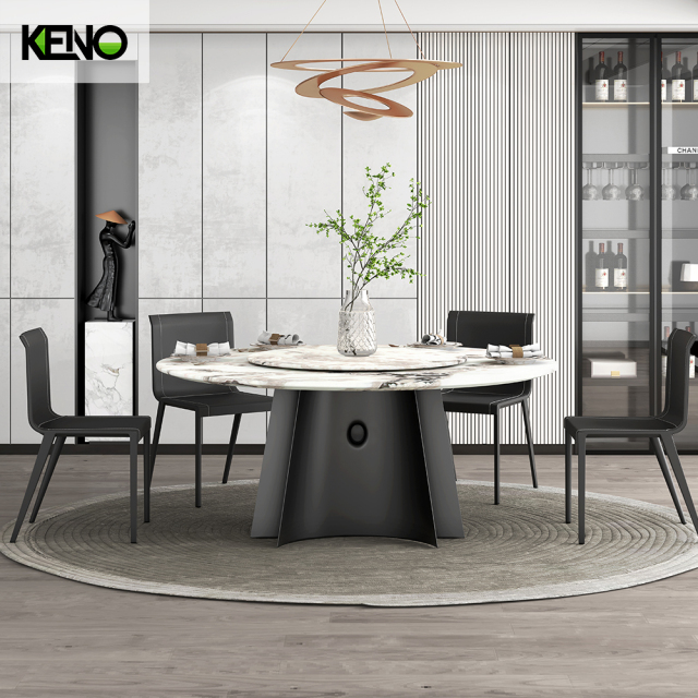 Turkish 10 Seater Rotation Round Sintered Stone Dining Table Set with Chairs for 6 Made In China