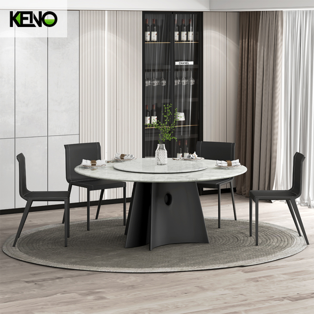 Turkish 10 Seater Rotation Round Sintered Stone Dining Table Set with Chairs for 6 Made In China