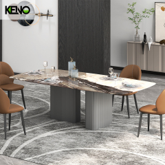 1600mm-2000mm Extendable Retro Marbling Texture Dining Table Seats 6-10