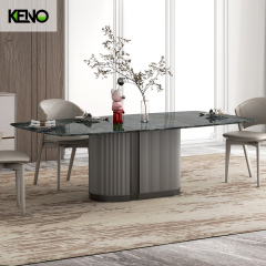 Aluminum Alloy Steel Legs Compact Dining Room Furniture Blue Jade Table 8-10 Chairs Set and Coffee Table
