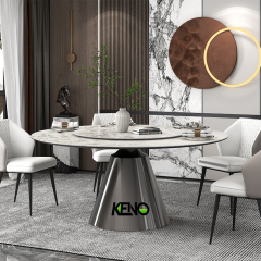 KENO 户外陶瓷餐桌扩展器 圆形黑色底座餐桌和椅子