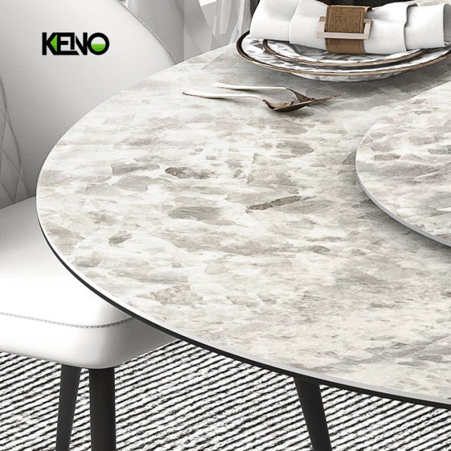 KENO 户外陶瓷餐桌扩展器 圆形黑色底座餐桌和椅子