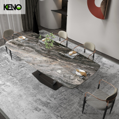 طاولة طعام إنفينيتي بقاعدة فراشة من الفولاذ المقاوم للصدأ باللون الأسود غير اللامع للمنزل والشقق الصغيرة وغرفة الطعام