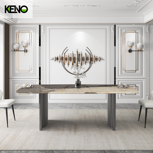 طاولة اجتماعات مكتبية، طاولة طعام مستطيلة بسيطة من الأردواز، أثاث غرفة طعام عصري