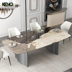 طاولة اجتماعات مكتبية، طاولة طعام مستطيلة بسيطة من الأردواز، أثاث غرفة طعام عصري