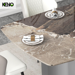 طاولة اجتماعات مكتبية، طاولة طعام مستطيلة بسيطة من الأردواز، أثاث غرفة طعام عصري