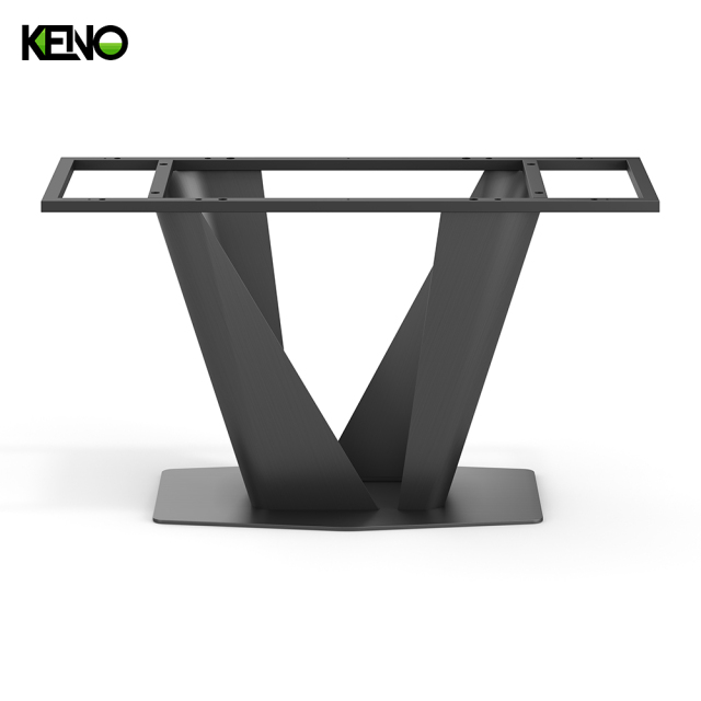 KENO Industrielle V-förmige Tischgestellbeine aus schwarzem Metall für Esstische