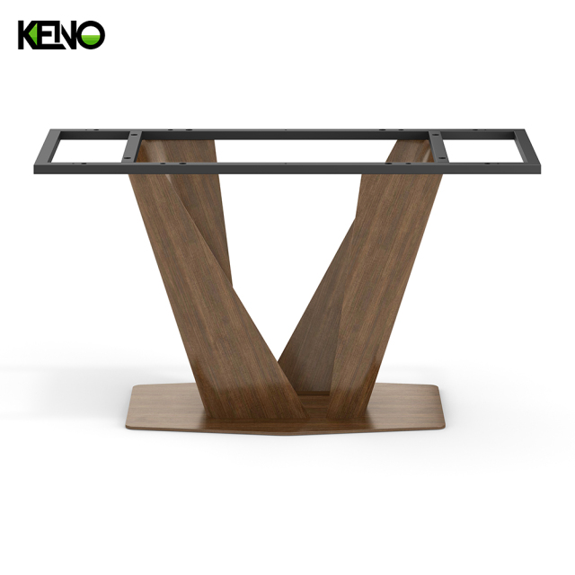 KENO Industrielle V-förmige Tischgestellbeine aus schwarzem Metall für Esstische