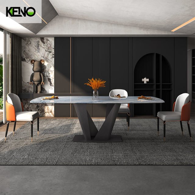 KENO Industrielle V-förmige Tischgestellbeine aus schwarzem Metall für Esstische