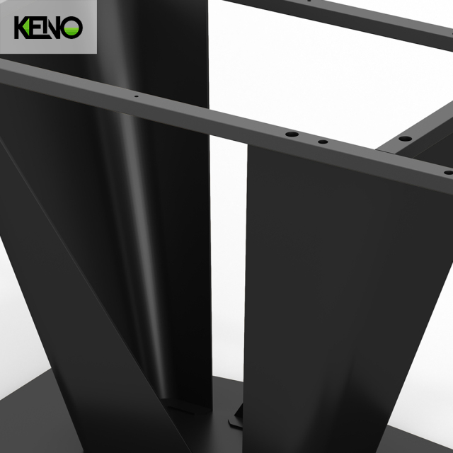 KENO Industrielle V-förmige Tischgestellbeine aus schwarzem Metall für Esstische