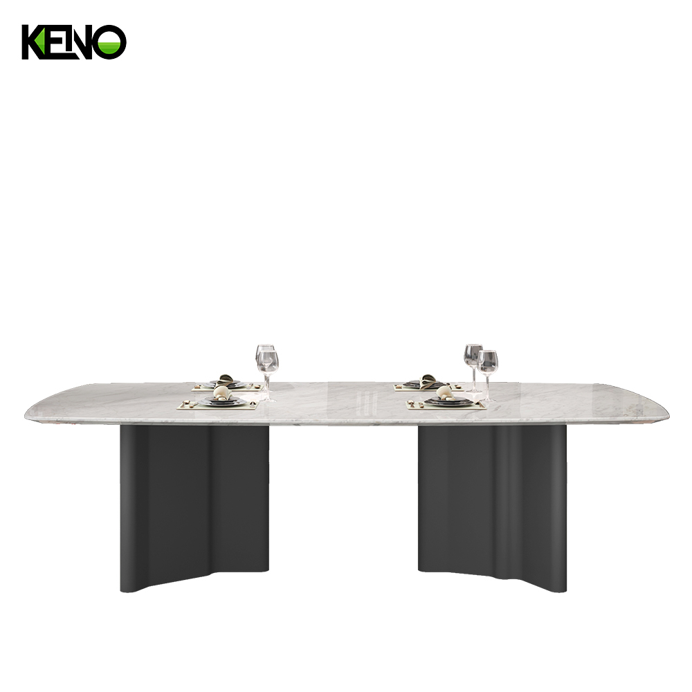 Black Sand Color Table Leg Home Furniture Dining Room Marble Dining Table Set with Chairs