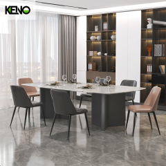 Black Sand Color Table Leg Home Furniture Dining Room Marble Dining Table Set with Chairs