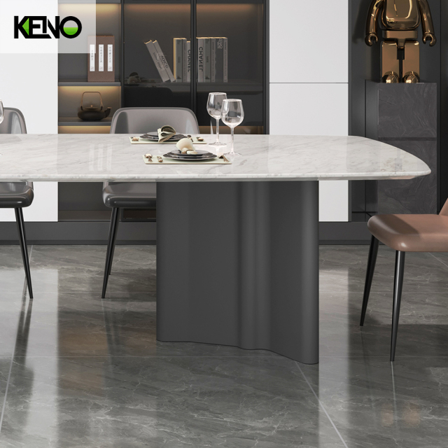 Black Sand Color Table Leg Home Furniture Dining Room Marble Dining Table Set with Chairs