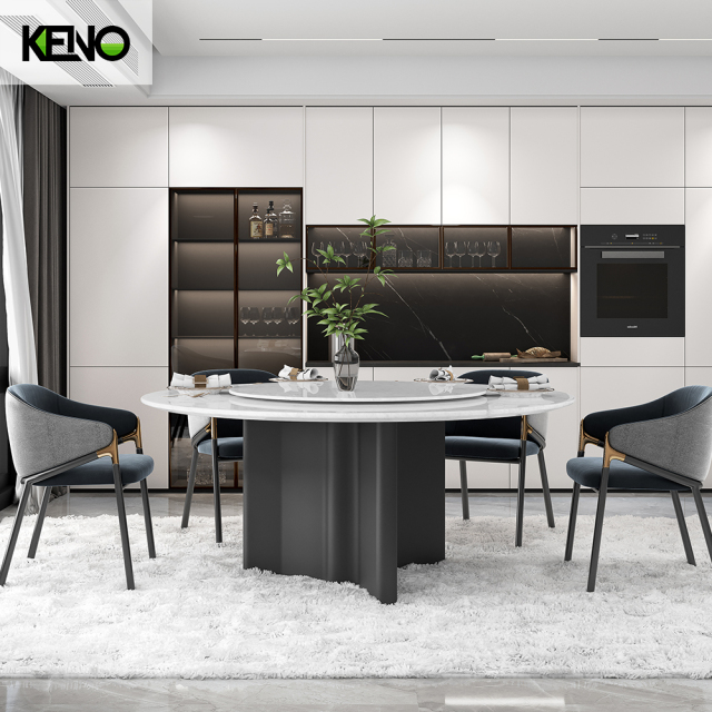 White Home Furniture Dining Room Marble Dining Table Set with 6 Chairs