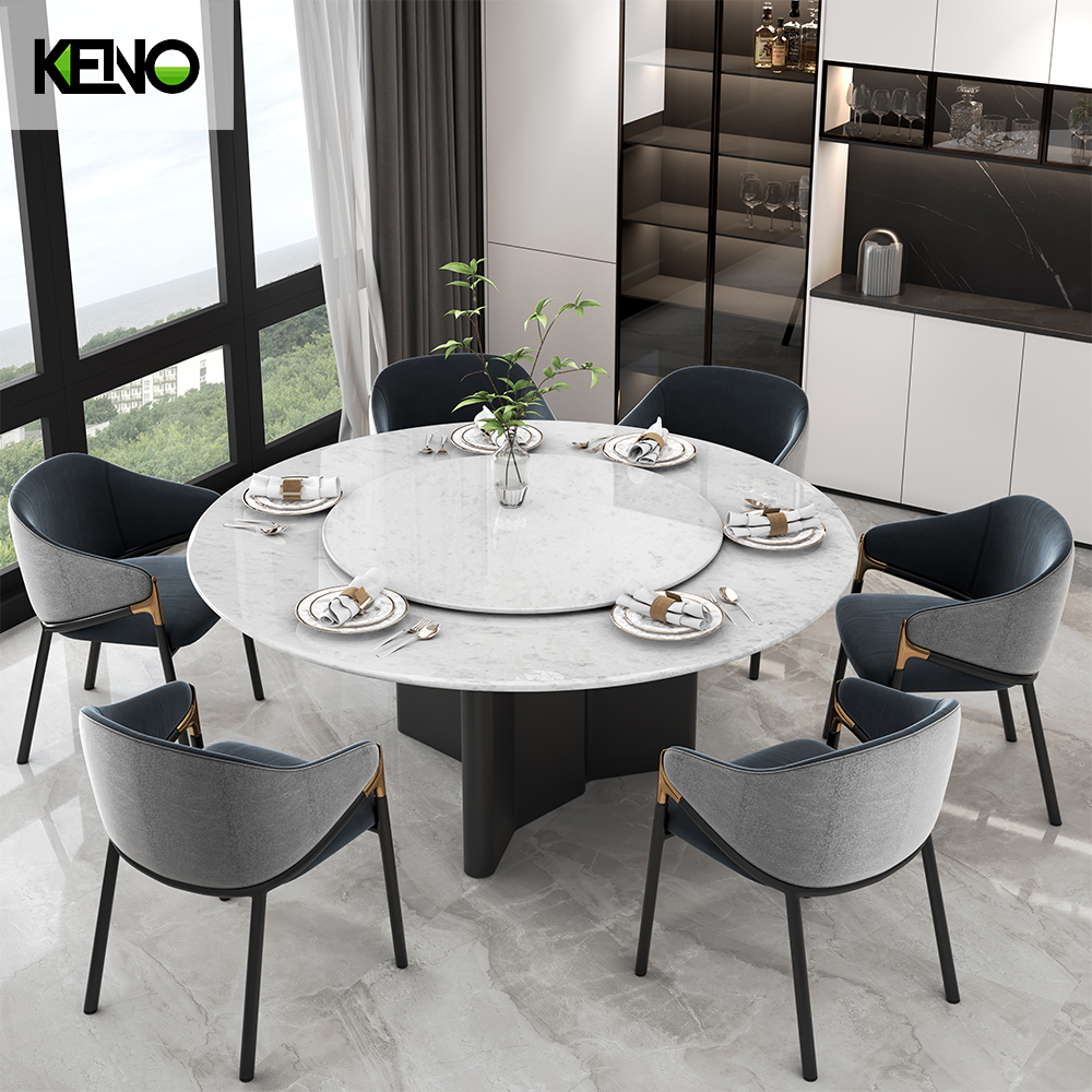 White Home Furniture Dining Room Marble Dining Table Set with 6 Chairs