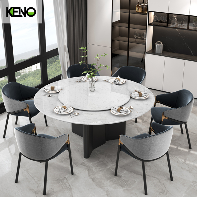 White Home Furniture Dining Room Marble Dining Table Set with 6 Chairs