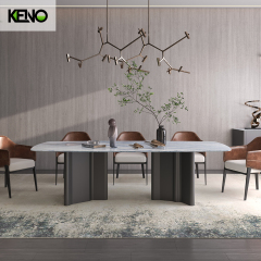 White Home Furniture Dining Room Marble Dining Table Set with 6 Chairs