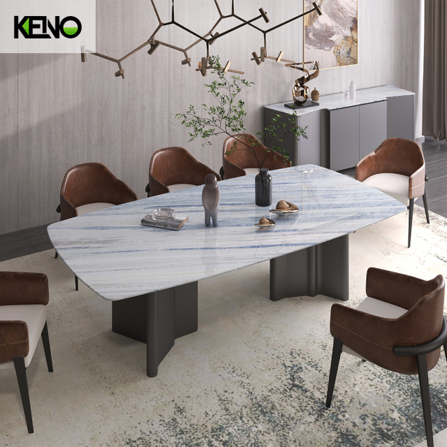 White Home Furniture Dining Room Marble Dining Table Set with 6 Chairs