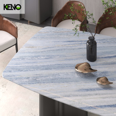 White Home Furniture Dining Room Marble Dining Table Set with 6 Chairs