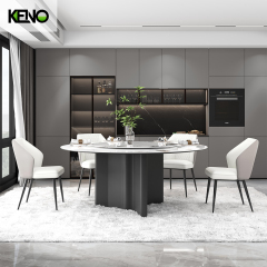 White Home Furniture Dining Room Sintered Stone Dining Table Set with 6 Chairs