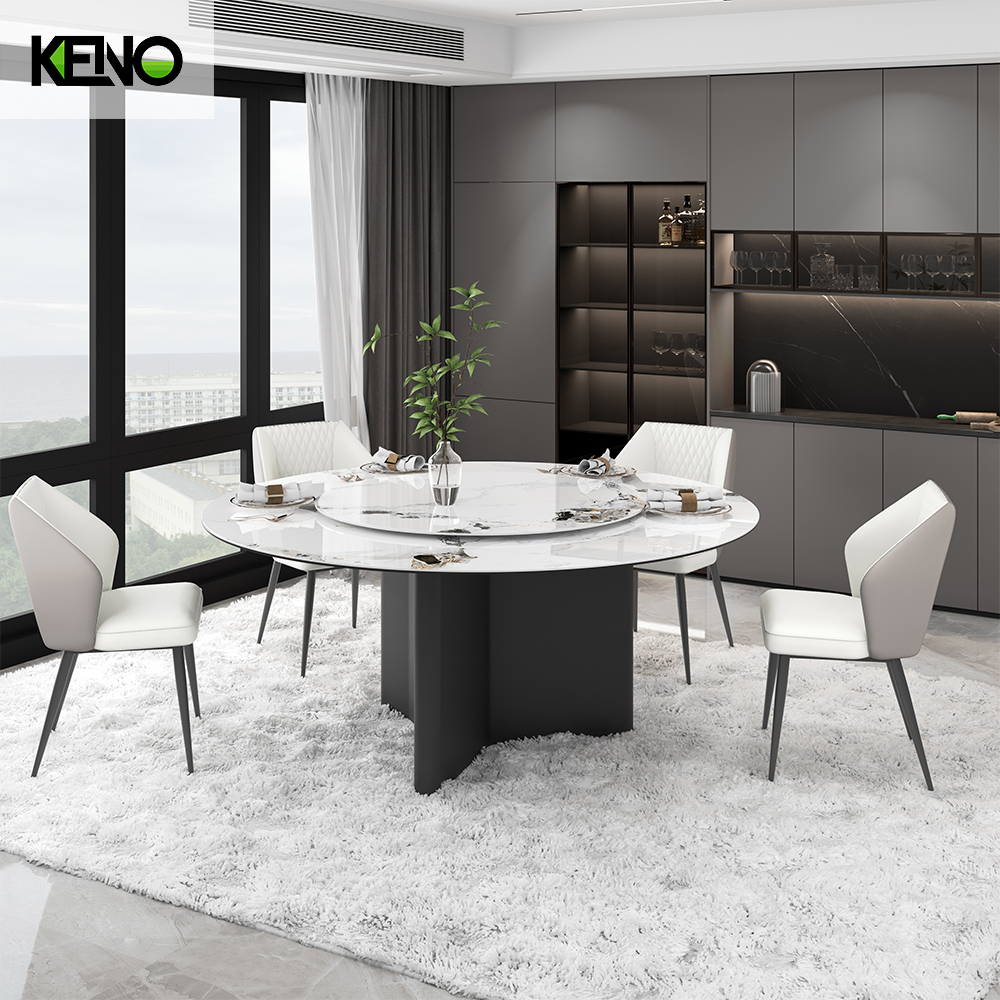 White Home Furniture Dining Room Sintered Stone Dining Table Set with 6 Chairs