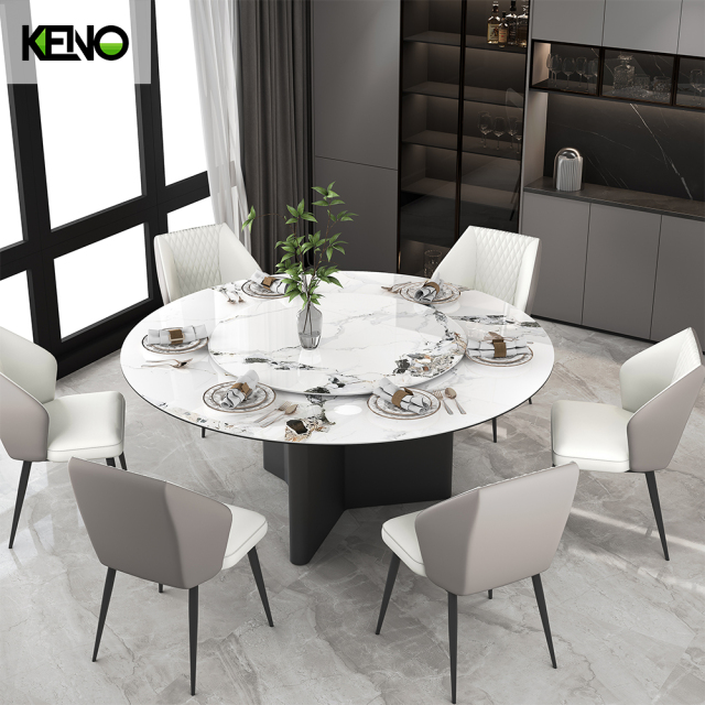 White Home Furniture Dining Room Sintered Stone Dining Table Set with 6 Chairs