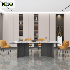Hotel Furniture Black Sand Color Table Leg Dining Room Sintered Stone Dining Table