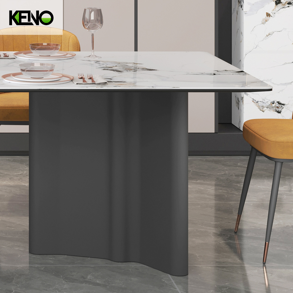 Hotel Furniture Black Sand Color Table Leg Dining Room Marble Dining Table