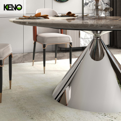 Luxurious Family Silver Color Table Leg Dining Room Marble Dining Table