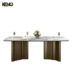 Bronze Color Table Leg Dining Room Sintered Stone Dining Table