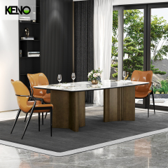 Bronze Color Table Leg Dining Room Sintered Stone Dining Table