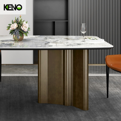 Bronze Color Table Leg Dining Room Sintered Stone Dining Table