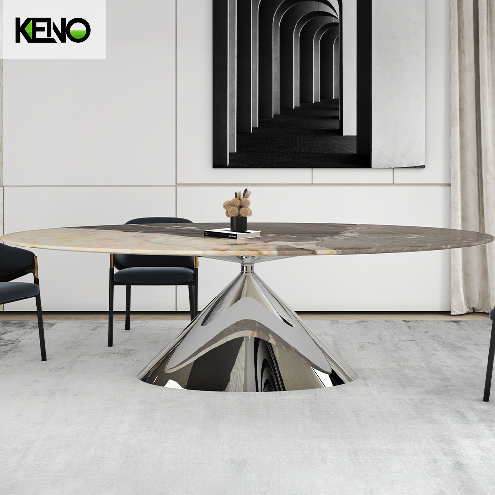 Foshan Luxury Furniture Silver Color Kitchen Dining Room Table