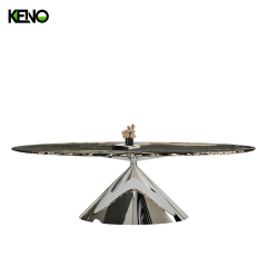 KENO Luxury Furniture Silver Color Table leg Kitchen Dining Room Table