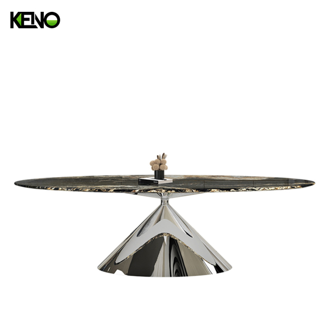 KENO Luxury Furniture Silver Color Table leg Kitchen Dining Room Table