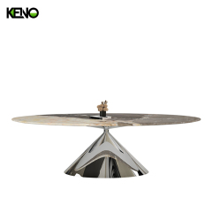 Foshan Luxury Furniture Silver Color Kitchen Dining Room Table